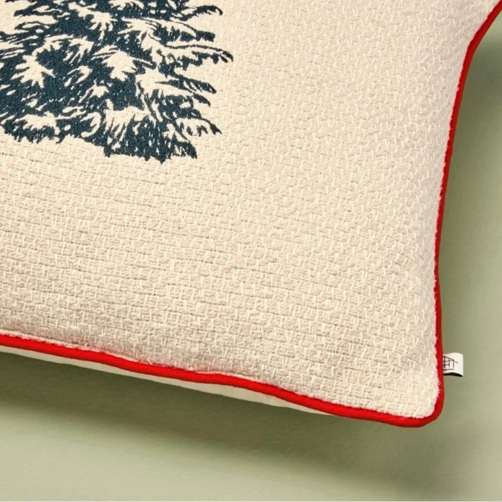Hearth & Hand with Magnolia Tree Icon Toss Square Pillow Cream with Red Edge NWT